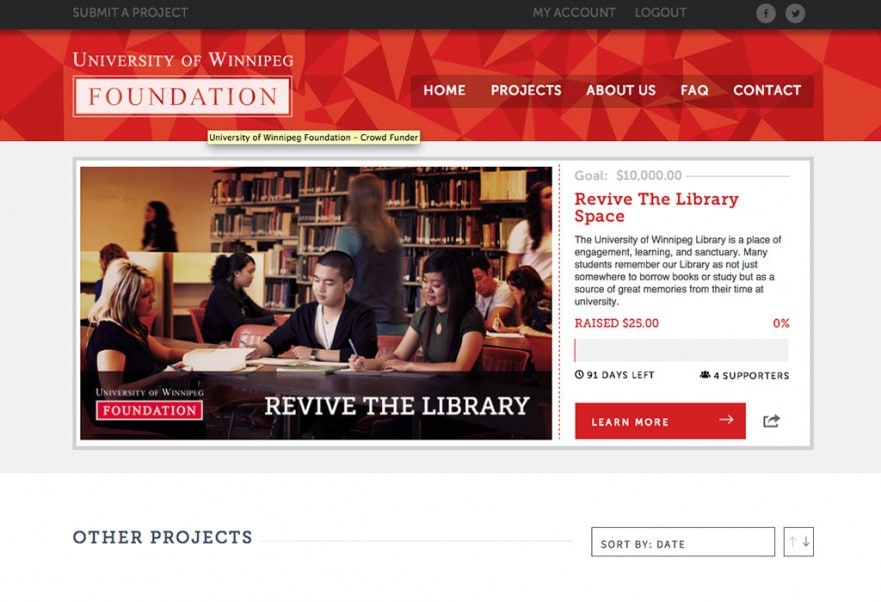 Uwinnipeg Foundation Crowdfunding Site | Hello Websites